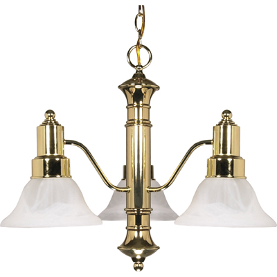 Nuvo Lighting 60/194  Gotham - 3 Light - 23" - Chandelier with Alabaster Glass Bell Shades in Polished Brass Finish
